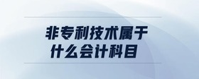 非專利技術(shù)屬于什么會計科目