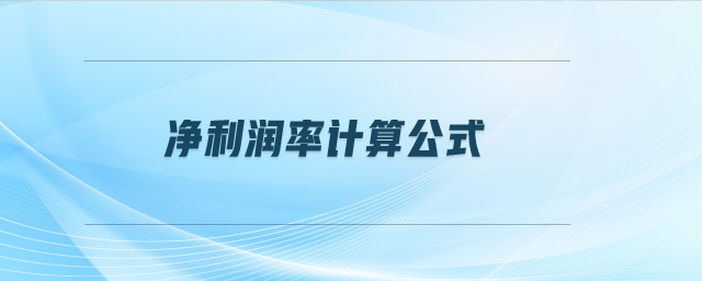 凈利潤率計(jì)算公式
