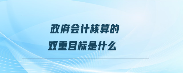 政府會計核算的雙重目標是什么