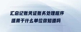 匯總記賬憑證賬務(wù)處理程序適用于什么單位