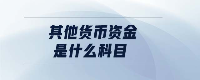 其他貨幣資金是什么科目