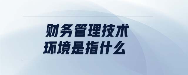 財務(wù)管理技術(shù)環(huán)境是指什么