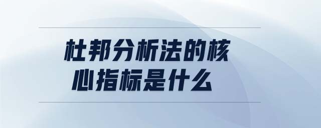 杜邦分析法的核心指標(biāo)是什么