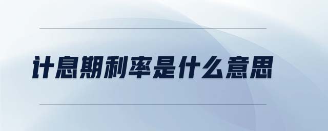 計(jì)息期利率是什么意思