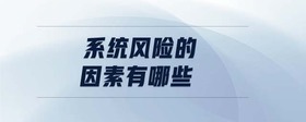 系統(tǒng)風(fēng)險的因素有哪些