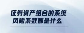 證券資產(chǎn)組合的系統(tǒng)風(fēng)險系數(shù)都是什么