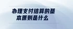 辦理支付結算的基本原則是什么