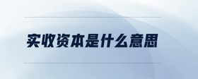 實收資本是什么意思