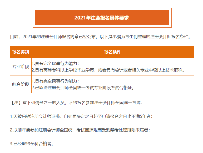 2021年注冊(cè)會(huì)計(jì)師報(bào)名條件
