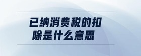 已納消費(fèi)稅的扣除是什么意思