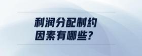 利潤分配制約因素有哪些?
