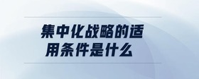 集中化戰(zhàn)略的適用條件是什么