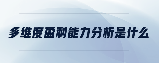 多維度盈利能力分析是什么