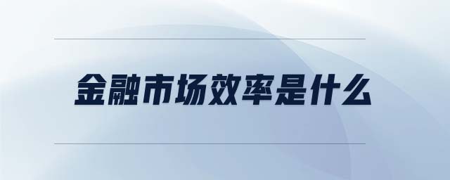 金融市場效率是什么