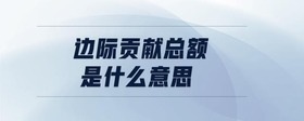 邊際貢獻總額是什么意思