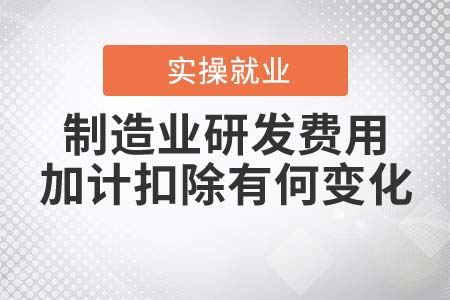 制造業(yè)研發(fā)費用加計扣除有何變化？