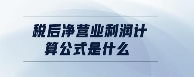 稅后凈營業(yè)利潤計算公式是什么