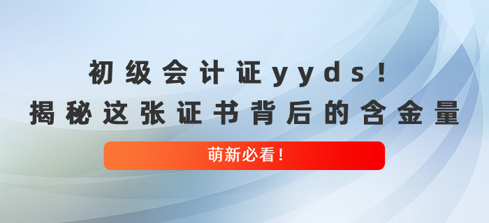 初級會計證yyds！揭秘這張證書背后的含金量，萌新必看！
