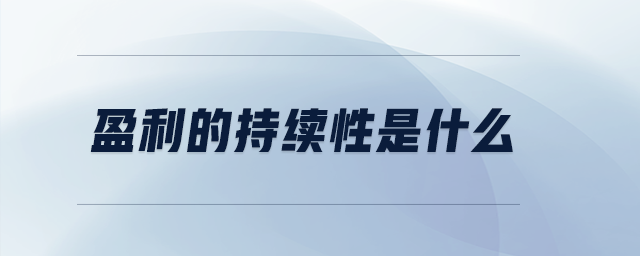 盈利的持續(xù)性是什么