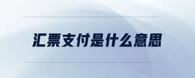 匯票支付是什么意思