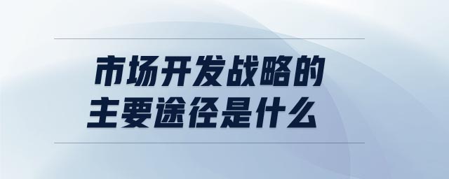 市場(chǎng)開(kāi)發(fā)戰(zhàn)略的主要途徑是什么