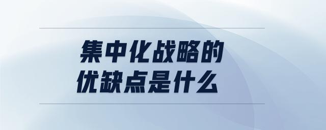 集中化戰(zhàn)略的優(yōu)缺點(diǎn)是什么