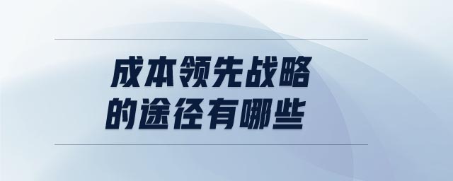 成本領先戰(zhàn)略的途徑有哪些