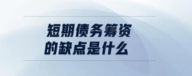 短期債務籌資的缺點是什么