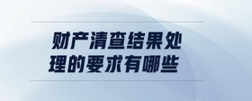 財產清查結果處理的要求有哪些