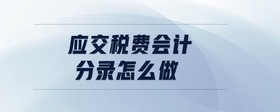 應(yīng)交稅費(fèi)會(huì)計(jì)分錄怎么做