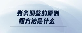 賬務(wù)調(diào)整的原則和方法是什么