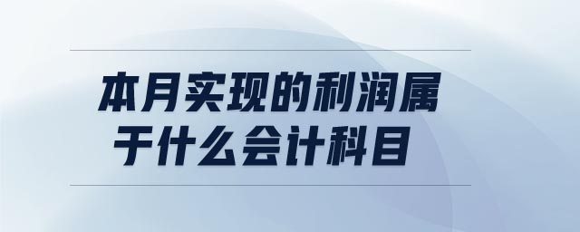 本月實(shí)現(xiàn)的利潤(rùn)屬于什么會(huì)計(jì)科目