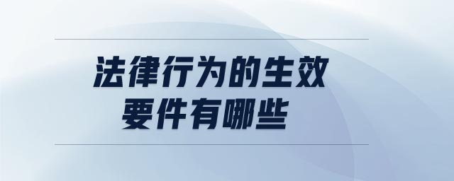 法律行為的生效要件有哪些