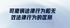 可撤銷法律行為和無效法律行為的區(qū)別