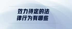 效力待定的法律行為有哪些