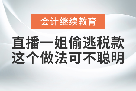 直播一姐偷逃稅款？這個做法可不聰明！