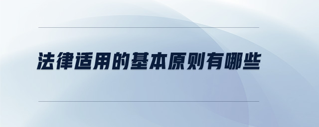 法律適用的基本原則有哪些