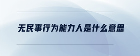 無(wú)民事行為能力人是什么意思