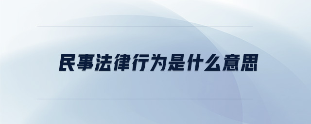 民事法律行為是什么意思