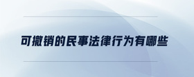 可撤銷的民事法律行為有哪些