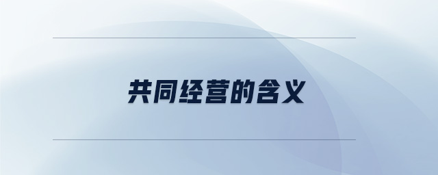 共同經(jīng)營(yíng)的含義