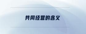共同經(jīng)營的含義