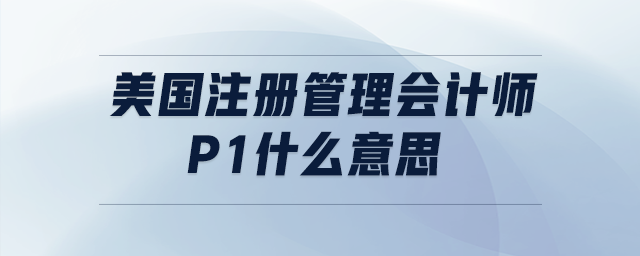 美國注冊管理會計師p1什么意思