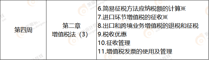 第四周注會稅法科目學習計劃表
