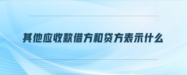 其他應(yīng)收款借方和貸方表示什么
