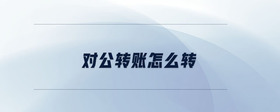 對公轉(zhuǎn)賬怎么轉(zhuǎn)