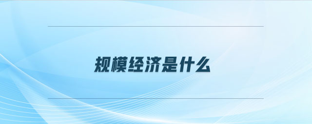 規(guī)模經(jīng)濟(jì)是什么 規(guī)模經(jīng)濟(jì)是什么
