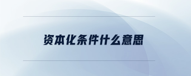 資本化條件什么意思