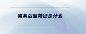財(cái)務(wù)戰(zhàn)略特征是什么