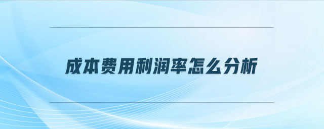 成本費(fèi)用利潤率怎么分析